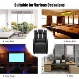 Gymax PU Leather Single Recliner Sofa Gaming Chair With Adjustable Footrest in White - thumbnail 4
