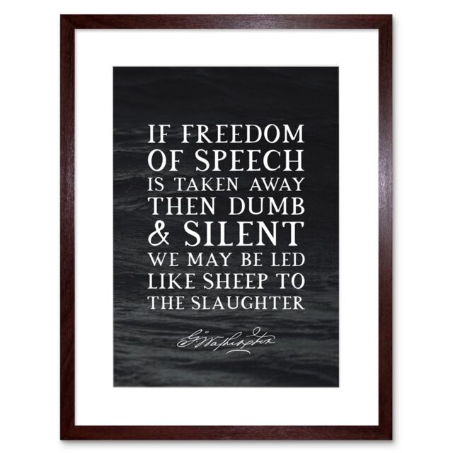 "Artery8 Wall Art Print Slate Quote George Washington Freedom of Speech Artwork Framed 9X7 Inch in Brown - Size: W7"" x H9""" - image 1
