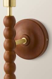 ValueLights Bobbins Wooden Bobble Wall Light Lamp Base in Walnut - thumbnail 3