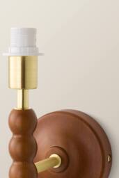 ValueLights Bobbins Wooden Bobble Wall Light Lamp Base in Walnut - thumbnail 4
