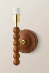 ValueLights Bobbins Wooden Bobble Wall Light Lamp Base in Walnut - thumbnail 2