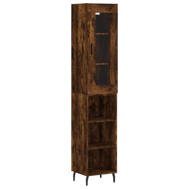 Berkfield Home Highboard Smoked Oak 34.5x34x180 cm Engineered Wood in Brown - image 1