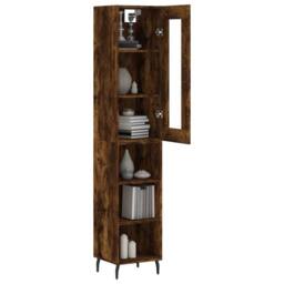 Berkfield Home Highboard Smoked Oak 34.5x34x180 cm Engineered Wood in Brown - thumbnail 3