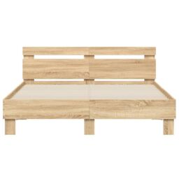 Berkfield Home Bed Frame without Mattress Sonoma Oak 140x200 cm in Brown - thumbnail 5