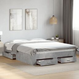 Berkfield Home Bed Frame with Drawers without Mattress Concrete Grey 160x200 cm - thumbnail 1