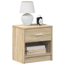 Berkfield Home Bedside Cabinet with Drawer Sonoma Oak 39x28x41 cm in Light Brown - Size: 39 x 28 x 41 cm - thumbnail 3