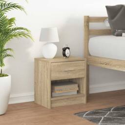 Berkfield Home Bedside Cabinet with Drawer Sonoma Oak 39x28x41 cm in Light Brown - Size: 39 x 28 x 41 cm - thumbnail 2