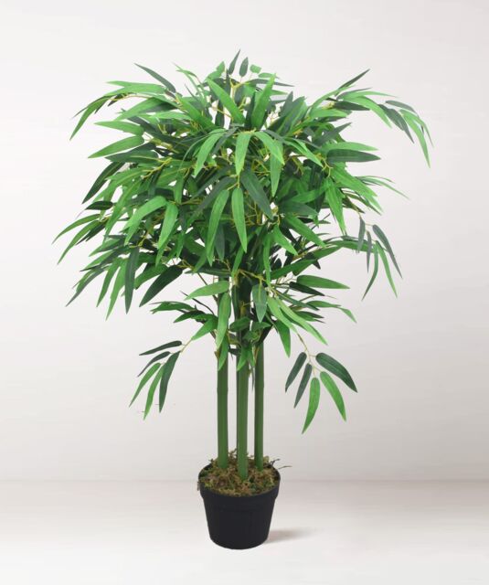 Tradala Trees Lush Artificial Tree Bamboo in Plant Pot in Dark Green - Size: 4ft - image 1