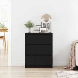Berkfield Home Sideboard Black Oak 60x35x76 cm Engineered Wood - Size: 60 x 35 x 76 cm - thumbnail 3