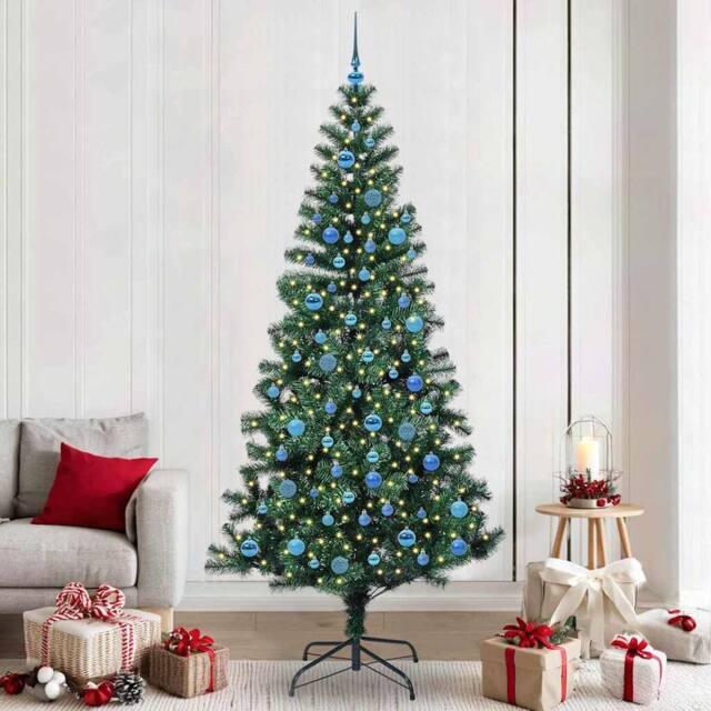 Berkfield Home Artificial Pre-lit Christmas Tree Green 240 cm PVC & Metal - image 1