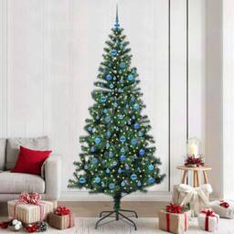 Berkfield Home Artificial Pre-lit Christmas Tree Green 240 cm PVC & Metal
