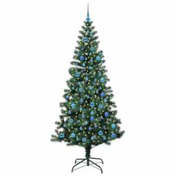 Berkfield Home Artificial Pre-lit Christmas Tree Green 240 cm PVC & Metal - thumbnail 3