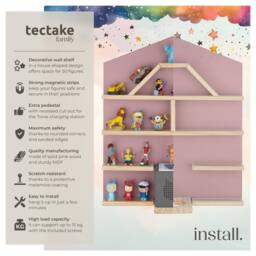 tectake Mylittlestory House Wall Shelf For Up To 50 Tonies in Pink - thumbnail 2