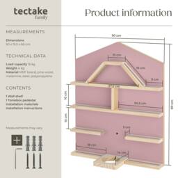 tectake Mylittlestory House Wall Shelf For Up To 50 Tonies in Pink - thumbnail 6