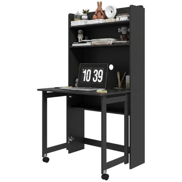 KORVIXA Black Foldable Desktop Writing Desk for Bedroom Home Office - Size: 100 cm x 100 cm - image 1