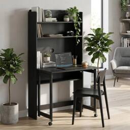 KORVIXA Black Foldable Desktop Writing Desk for Bedroom Home Office - Size: 100 cm x 100 cm - thumbnail 5