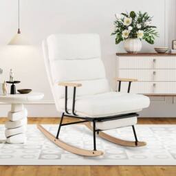 Kelvenix Nursery Rocking Chair Teddy Velvet in White - Size: 0.6m2 - thumbnail 3
