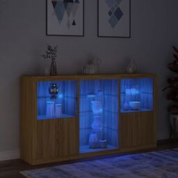 Berkfield Home Sideboard with LED Lights Sonoma Oak 181.5x37x100 cm in Brown - thumbnail 5