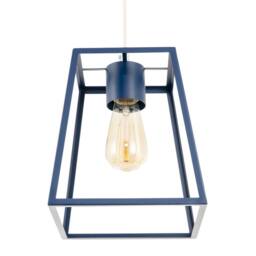 Happy Homewares Industrial Lantern Lamp Shade in Navy Blue with Square Top & Bottom in Midnight - thumbnail 5