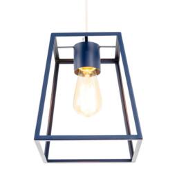 Happy Homewares Industrial Lantern Lamp Shade in Navy Blue with Square Top & Bottom in Midnight - thumbnail 6