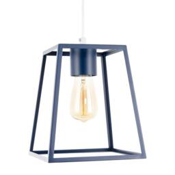 Happy Homewares Industrial Lantern Lamp Shade in Navy Blue with Square Top & Bottom in Midnight - thumbnail 1