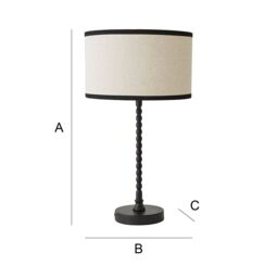 ValueLights Maeve Natural Linen Black Trim Drum Shade Matte Black Bobbin Table Lamp & Bulb - thumbnail 7