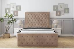 "Sloomy Vienna Naples Frame-Mattress - 50"" Upholstered Headboard in Light Brown - Size: Single" - thumbnail 1