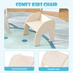Costway Desk & Chair Set Wooded Toddler Table & Chair Set in White - thumbnail 6
