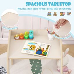 Costway Desk & Chair Set Wooded Toddler Table & Chair Set in White - thumbnail 5
