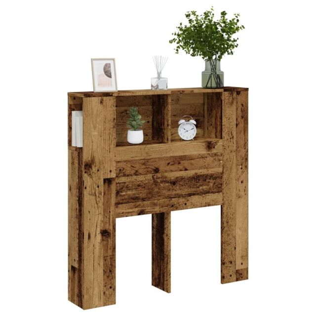 Berkfield Home Headboard Cabinet Old Wood 100x19x104.5 cm Engineered Wood in Brown - image 1