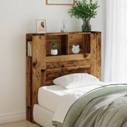Berkfield Home Headboard Cabinet Old Wood 100x19x104.5 cm Engineered Wood in Brown - thumbnail 3