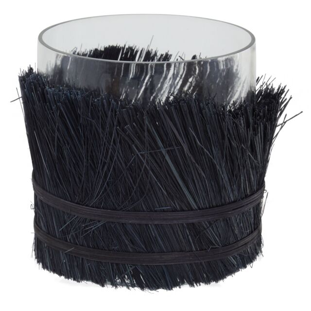 Orsina Coastal Styled Small Candle Holder, Modern Candle Holder, Round Glass Candle Holder in Black - image 1