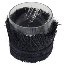 Orsina Coastal Styled Small Candle Holder, Modern Candle Holder, Round Glass Candle Holder in Black - thumbnail 3