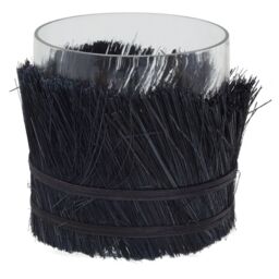 Orsina Coastal Styled Small Candle Holder, Modern Candle Holder, Round Glass Candle Holder in Black - thumbnail 6