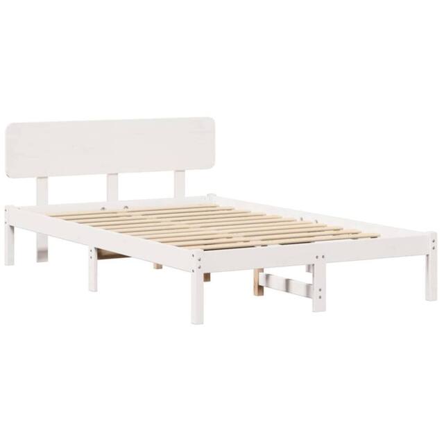 Berkfield Home Bed Frame with Headboard White 140x190 cm Solid Pine Wood - image 1