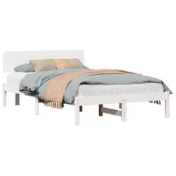 Berkfield Home Bed Frame with Headboard White 140x190 cm Solid Pine Wood - thumbnail 3