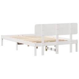 Berkfield Home Bed Frame with Headboard White 140x190 cm Solid Pine Wood - thumbnail 7