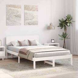 Berkfield Home Bed Frame with Headboard White 140x190 cm Solid Pine Wood - thumbnail 4