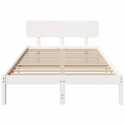 Berkfield Home Bed Frame with Headboard White 140x190 cm Solid Pine Wood - thumbnail 5