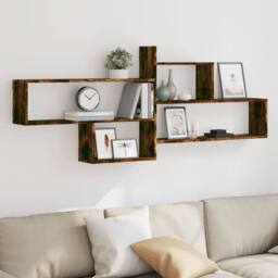 Berkfield Home Wall Shelf Smoked Oak 167.5x18x68 cm Engineered Wood in Brown - thumbnail 1