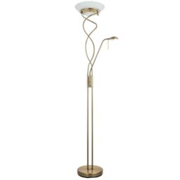 Loops Mother & Child Floor Lamp Antique Brass Tall Twin Light Dimmer Flexible Reading in Metallics - thumbnail 3