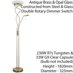 Loops Mother & Child Floor Lamp Antique Brass Tall Twin Light Dimmer Flexible Reading in Metallics - thumbnail 2