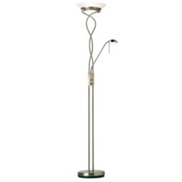 Loops Mother & Child Floor Lamp Antique Brass Tall Twin Light Dimmer Flexible Reading in Metallics - thumbnail 1