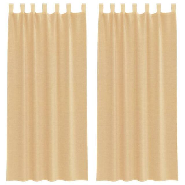 Berkfield Home Voile Curtains with Rod Pockets 2 pcs Sand in Light Sand - image 1