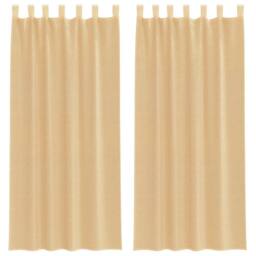 Berkfield Home Voile Curtains with Rod Pockets 2 pcs Sand in Light Sand - thumbnail 1