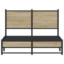 Berkfield Home Metal Bed Frame without Mattress Sonoma Oak 120x190 cm Small Double in Brown - thumbnail 5