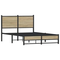 Berkfield Home Metal Bed Frame without Mattress Sonoma Oak 120x190 cm Small Double in Brown - thumbnail 3