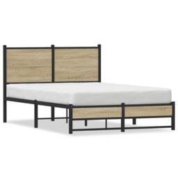 Berkfield Home Metal Bed Frame without Mattress Sonoma Oak 120x190 cm Small Double in Brown - thumbnail 2