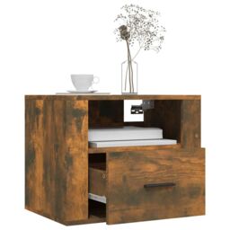 Berkfield Home Wall-mounted Bedside Cabinets 2 pcs Smoked Oak 50x36x40 cm in Brown - Size: 50 x 36 x 40 cm - thumbnail 4