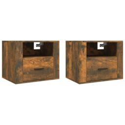 Berkfield Home Wall-mounted Bedside Cabinets 2 pcs Smoked Oak 50x36x40 cm in Brown - Size: 50 x 36 x 40 cm - thumbnail 2